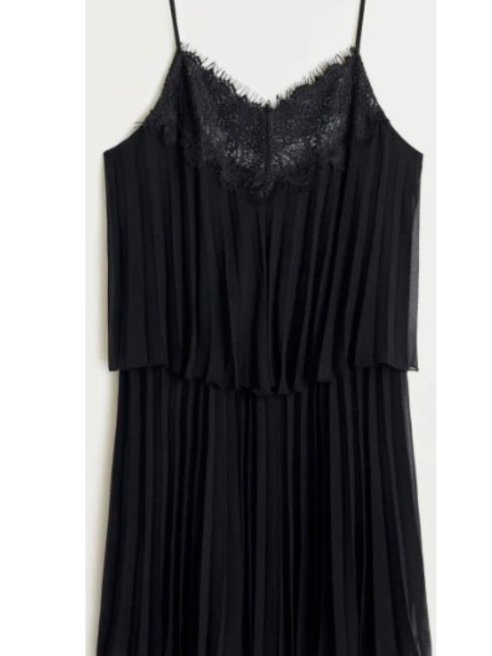 Mango Black Lace-Trim Pleated Cami Slip - Picture 4 of 5